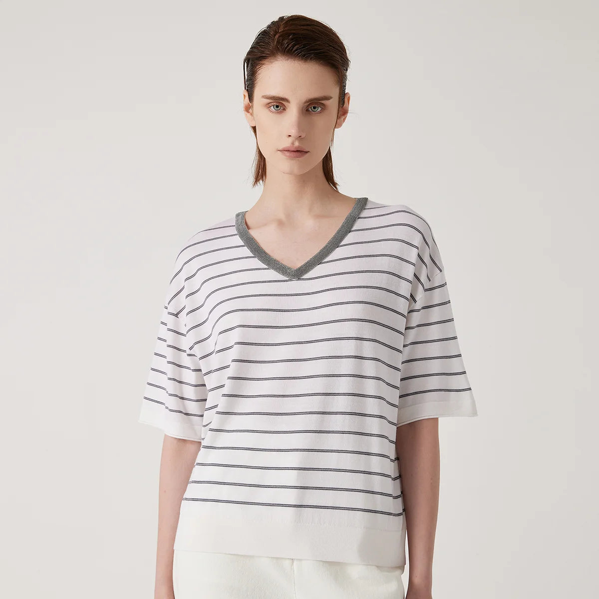Women's Summer Wool Silk Stripe Tops